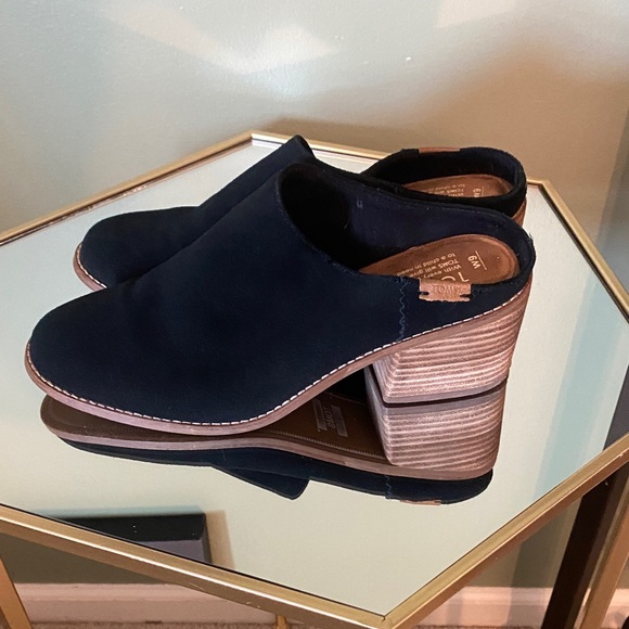 Toms Shoes - TOMS Black Suede Clogs with Wooden Heel
